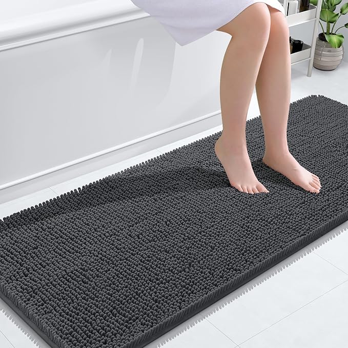 OLANLY Bathroom Rugs 59x24, Extra Soft Absorbent Chenille Bath Rugs, Rubber by OLANLY