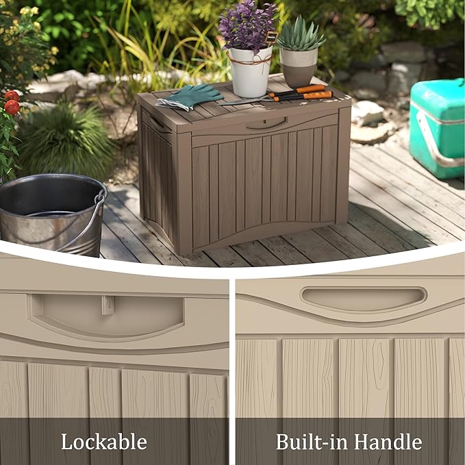 TARKARI 50 Gallon Lockable Resin Deck Box, Waterproof & UV-Resistant Outdoor - Image 6