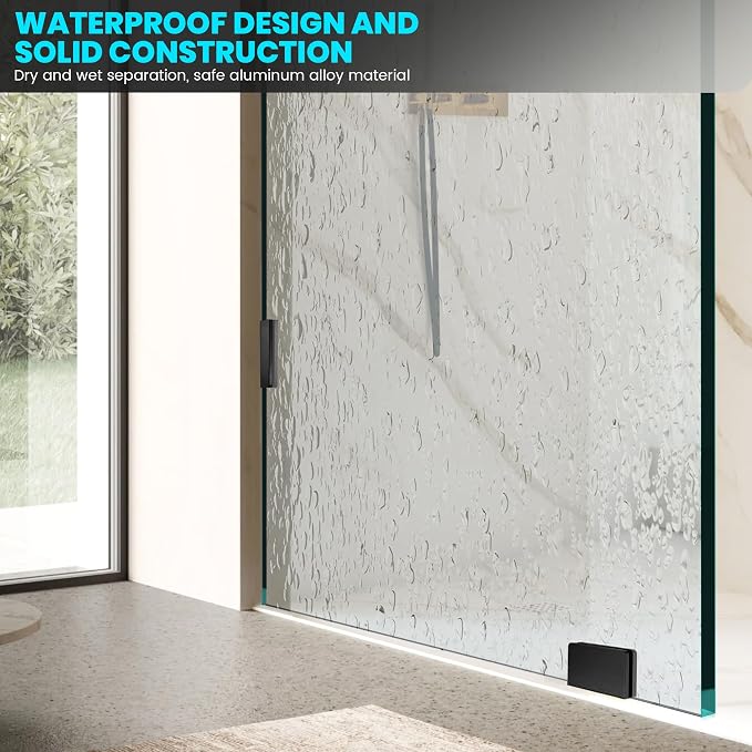 Bathroom Glass Shower Door Panel, 3/8" Thick Clear Tempered Glass Shower Door - Image 3