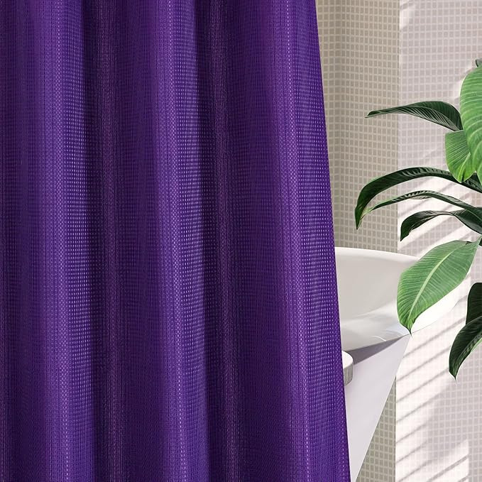 MitoVilla Purple Waffle Small Stall Shower Curtain Liner Set 36 x 74, No Hooks - Image 5