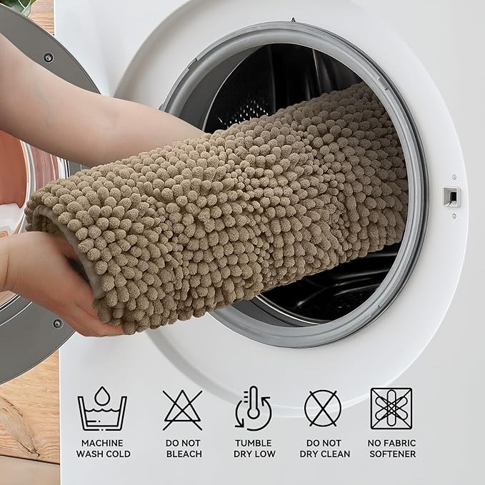 Bcoimo 24"×17" Chenille Bath Mat – Non-Slip - Image 6