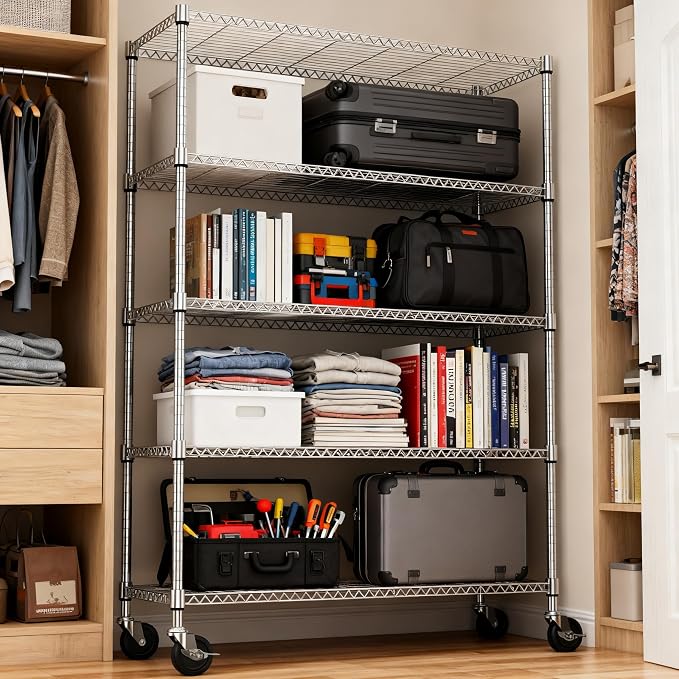 5 Tiers Shelf 1750 lbs Steel Storage Shelving Utility Shelving Unit Steel - Image 7