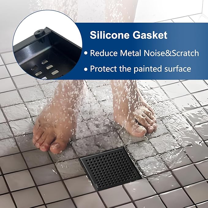 Neodrain 6 Inch Square Shower Drain, 304 Stainless Steel Bathroom Drainage - Image 6