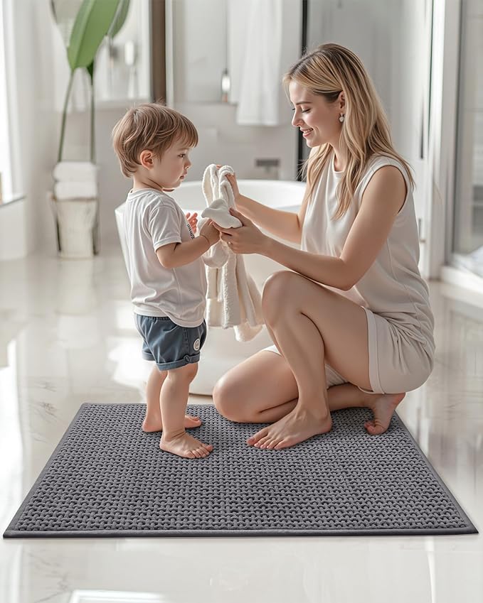 Color&Geometry Rubber Backed Waffle Bath Mat Non Slip Machine Washable Bathroom - Image 8