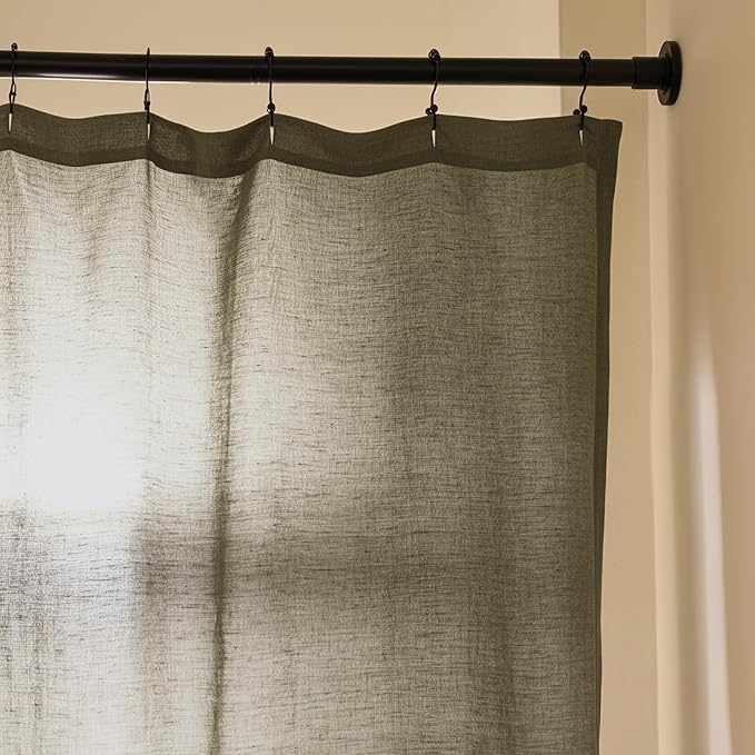 Preston Lane Stonebridge Linen Cotton Shower Curtain, Fabric Bathroom Curtain - Image 2
