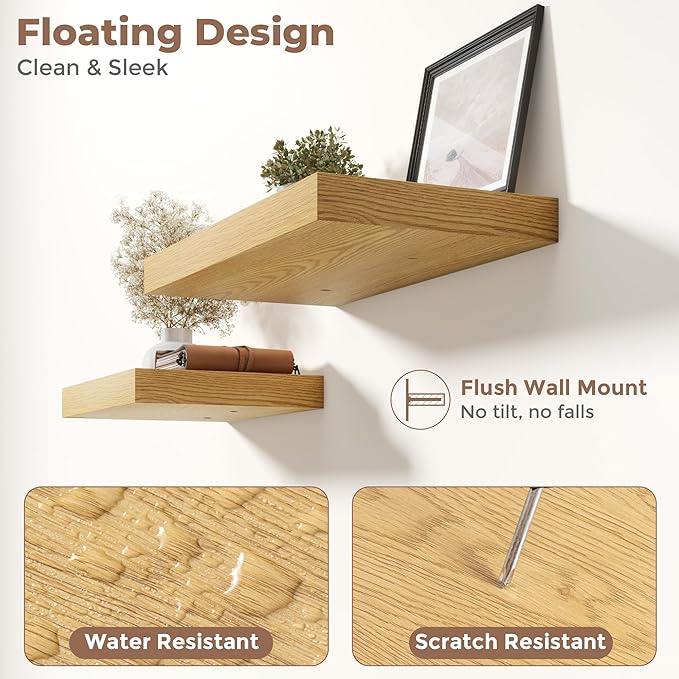 30 Inch Floating Shelves for Wall Set of 2, Easy Install Engineered Wood - Image 4