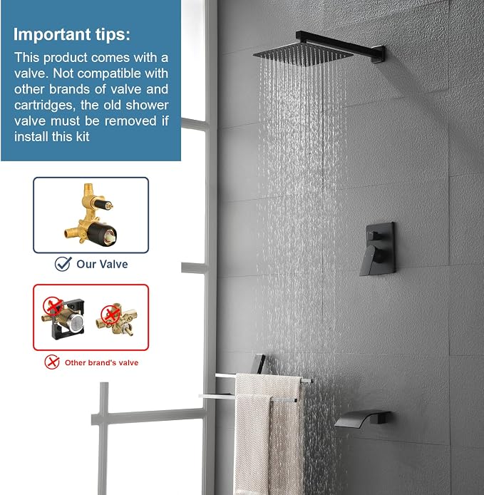 Matte Black Tub Shower Valve Trim Kit Shower Faucet Set - Image 2
