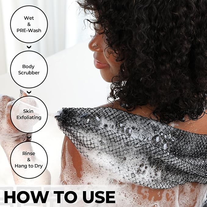 African Exfoliating Net Sponge Black & Seawave - Image 5