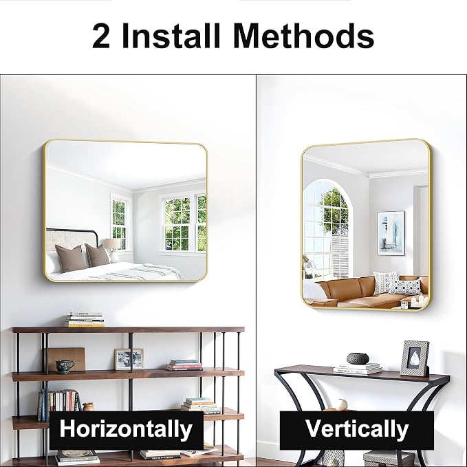 Gold Bathroom Mirror, 30x36 inch Wall Mirror - Image 8