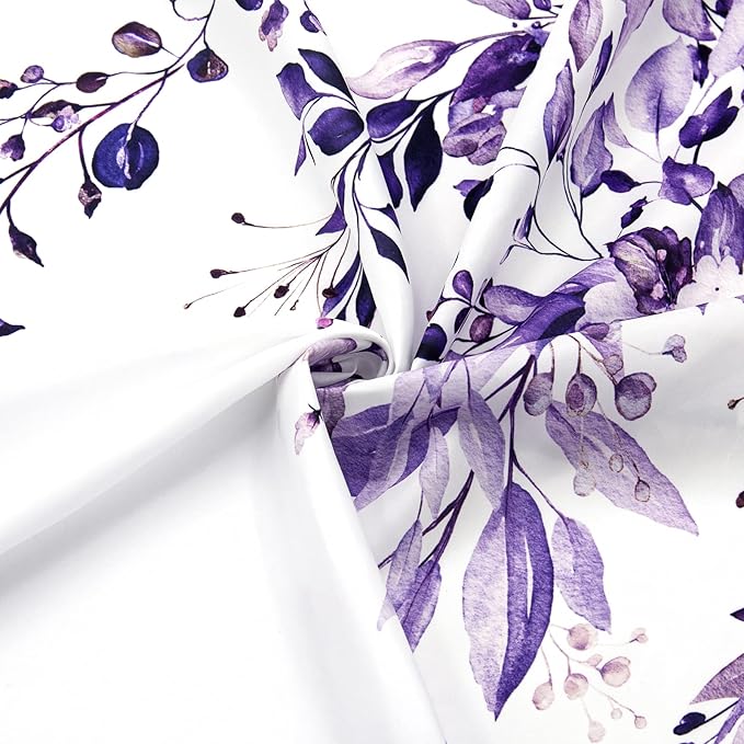 Gibelle Small Stall Shower Curtain 36 x 72, Narrow Purple Floral Shower Curtain - Image 2
