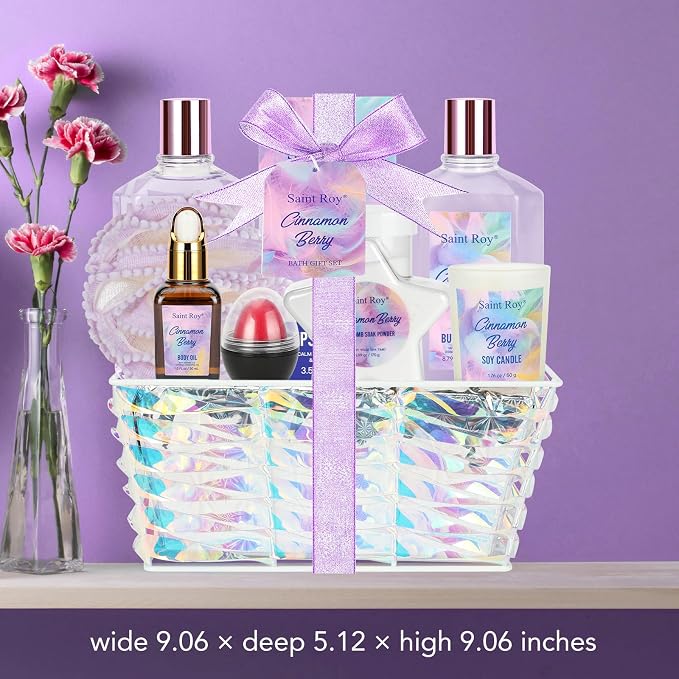 Christmas Spa Gift Set Basket for Women Cinnamon Berry, Gift Baskets, Spa Gifts - Image 4