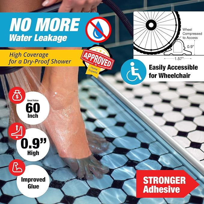 Shower Threshold Water Dam Barrier 60" Rounded - Image 2