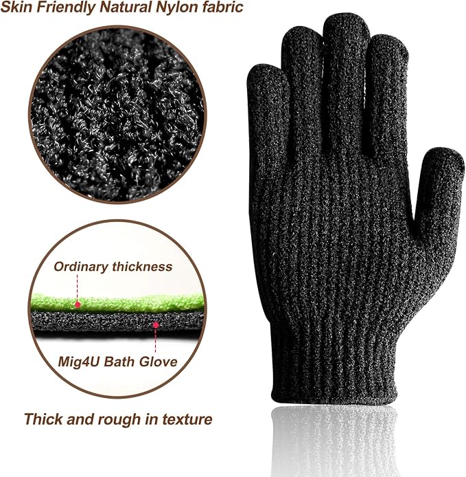 MIG4U Shower Exfoliating Scrub Gloves, Bathing Gloves Body Wash Dead Skin - Image 2