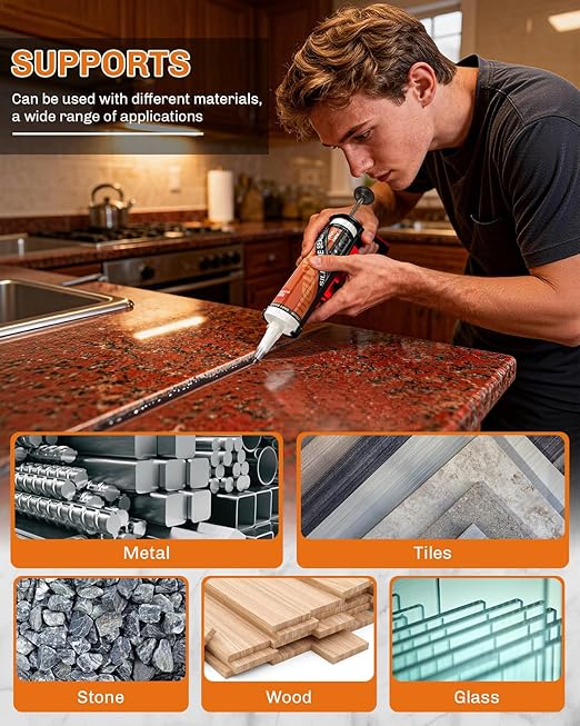 WELLUCK Dark Brown Silicone Caulk, 100% Waterproof Caulking Silicone Sealant - Image 5
