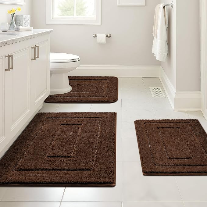 GRANNY SAYS Bathroom Rugs Sets 3 Piece, Soft Absorbent Microfiber Bath Mats by GRANNYSAYS