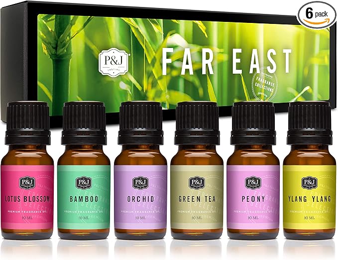 P&J Fragrance Oil Far East Set | Ylang Ylang, Lotus Blossom, and Peony Candle by PJTrading