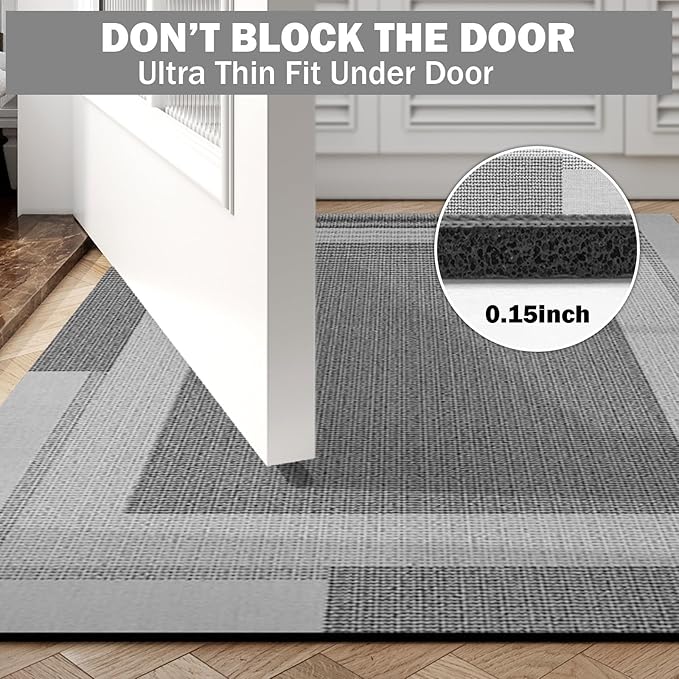Non Slip Bath Mat, Rubber Backing Ultra Thin Bathroom Rugs Fit Under Door Quick - Image 4