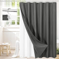 3 in 1 Long Charcoal Grey Shower Curtain Set-72 W x 78 H, Modern Waffle and by Unknown
