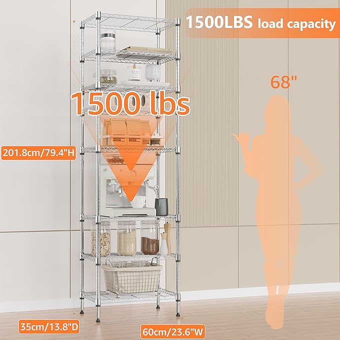IZEUK 8 Tier Adjustable Metal Storage Shelving Unit, Heavy Duty Standing Rack - Image 3