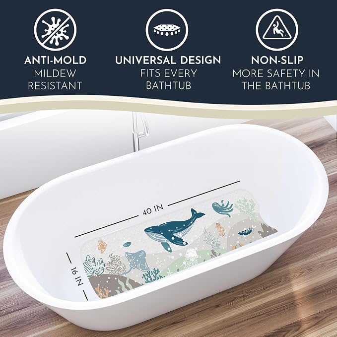Homerella Baby Bath Tub Mat | Anti Mold Mildew Resistant Non Slip Kids and - Image 2