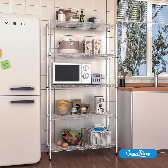 5-Shelf Adjustable Metal Shelf Wire Shelving Unit Storage Rack Display Shelf - Image 7