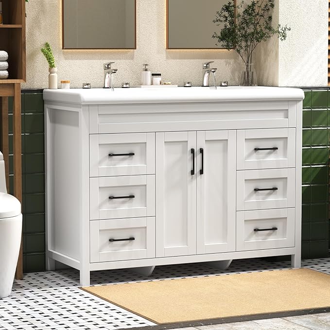 48 Inch Bathroom Vanity with Sink, Bathroom Vanity Cabinet with Doulble Sink by Umeiga