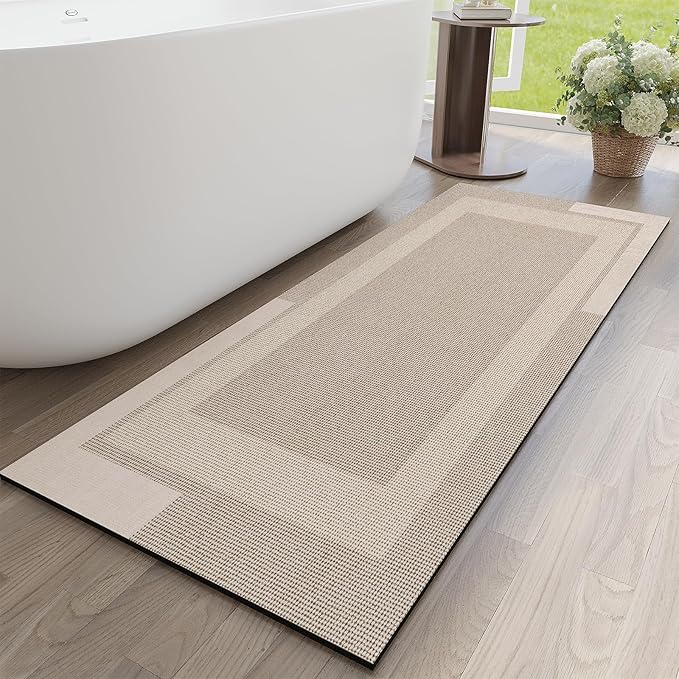 Non Slip Long Bathroom Runner Rug Bath Mat, Rubber Backing Ultra Thin Bathroom by YDKGL