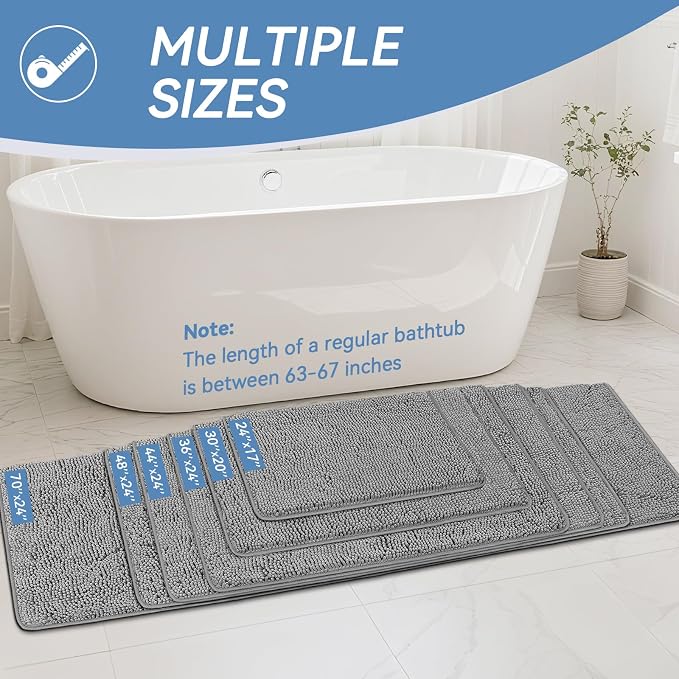 Bcoimo 48"×24" Absorbent Bath Mat, Non-Slip - Image 2