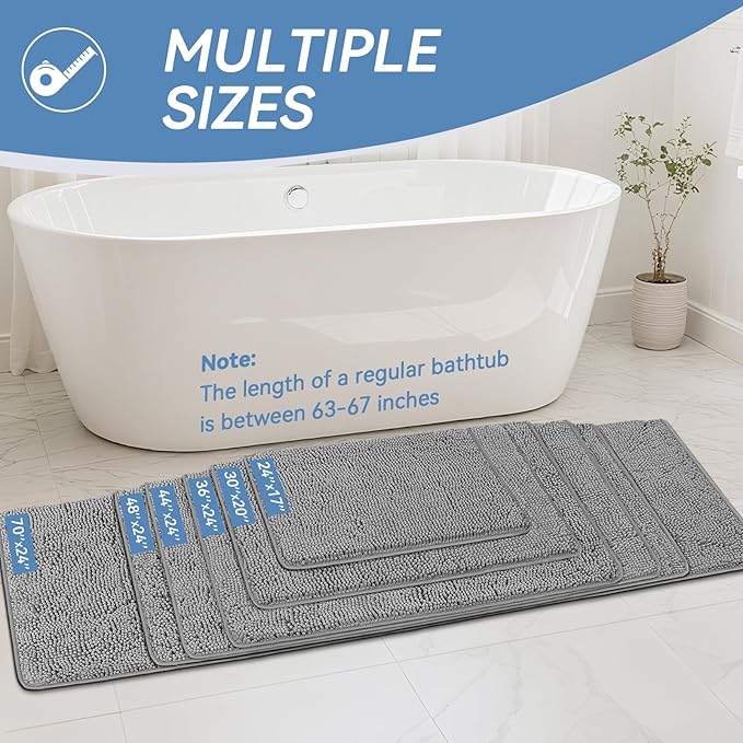 Bcoimo 70"×24" Absorbent Bath Mat, Non-Slip - Image 2