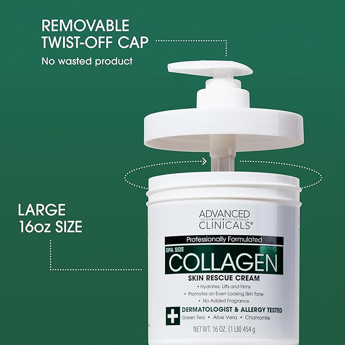 Advanced Clinicals Collagen Body Oil + Unscented Collagen Cream Body Lotion & - Image 3