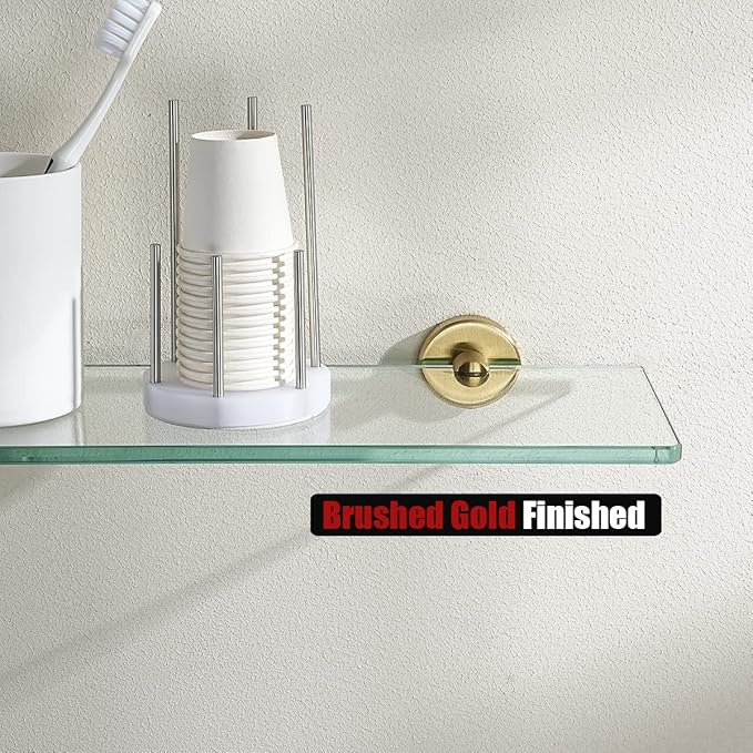 JQK Bathroom Glass Shelf Gold, Tempered Glass Shower Storage 20 by 5 inches - Image 7