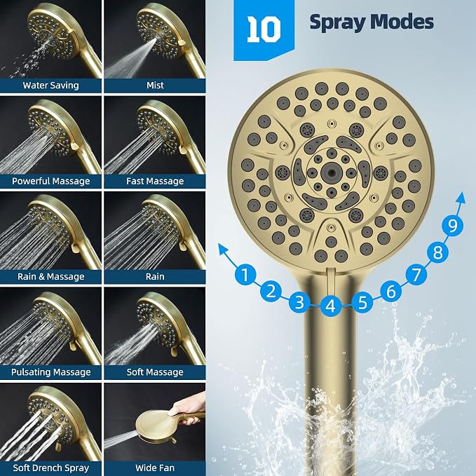 Hibbent All Metal CUPC Certified Shower Head, Handheld Showerhead Combo - Image 5