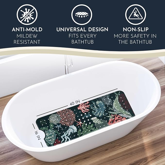 Homerella Baby Bath Tub Mat | Anti Mold Mildew Resistant Non Slip Kids and - Image 2