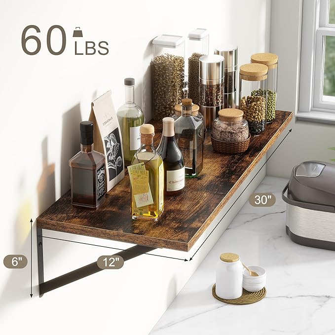12 Inch Deep Floating Shelves, 30W x 12D Wall Shelves - Image 3