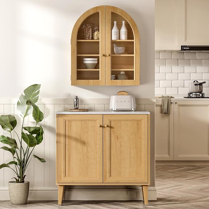 Large Arched Bathroom Wall Cabinet Modern Wooden Display Cabinet - Image 8