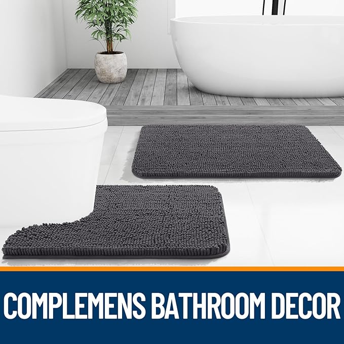 OLANLY Bathroom Rugs 59x24, Extra Soft Absorbent Chenille Bath Rugs, Rubber - Image 7