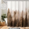 ORTIGIA Brown Misty Forest Shower Curtain by ORTIGIA