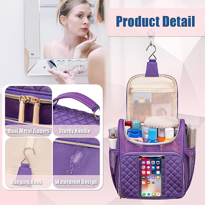 Large Toiletry Bag for Women Men, Portable Shower Caddy For College Dorms - Image 6