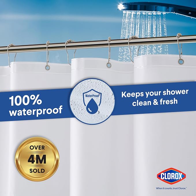CLOROX Shower Curtain Liner, Premium Lightweight Flexible Waterproof 3g PEVA - Image 6
