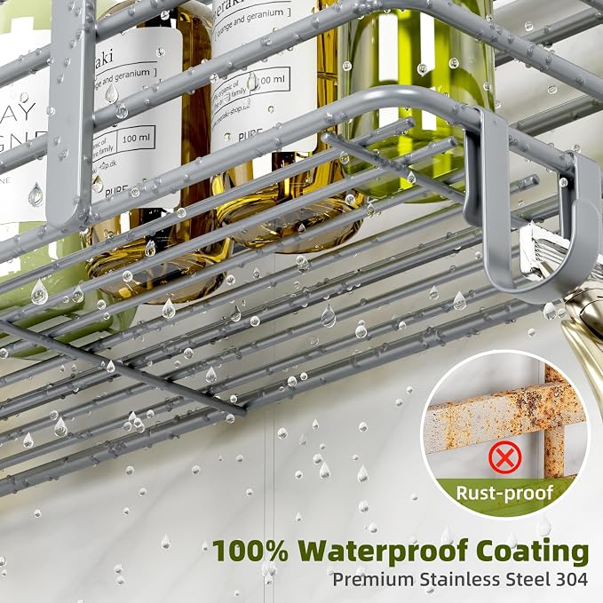 Yougai Shower Caddy 3 Pack, Adhesive Shower Shelf Organizer Rack, Rustproof - Image 4