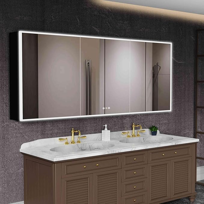LED Medicine Cabinet Mirror, 60”W x 36”H Bathroom Medicine Cabinets by tunuo