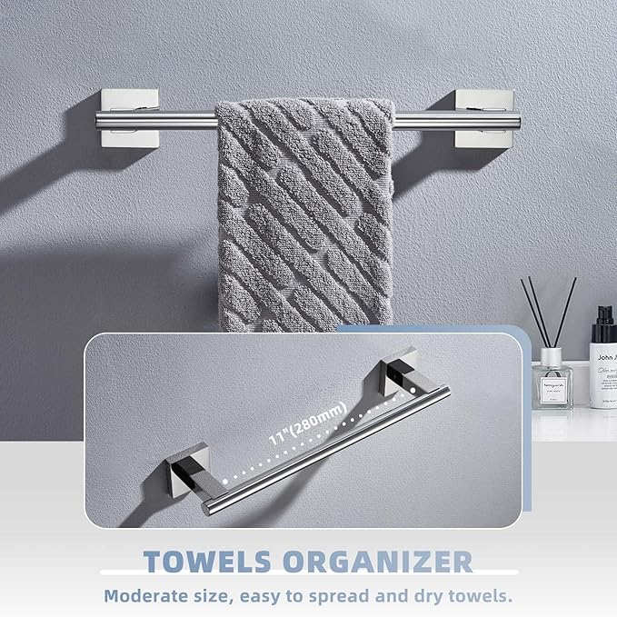 Hand Towel Bar 14", Suyar SUS304 Stainless Steel Shower Towel Holder, Bathroom - Image 4
