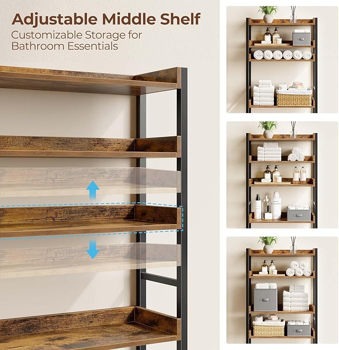 Rolanstar Over The Toilet Storage Rack, 3-Tier Bathroom Space Saver - Image 5