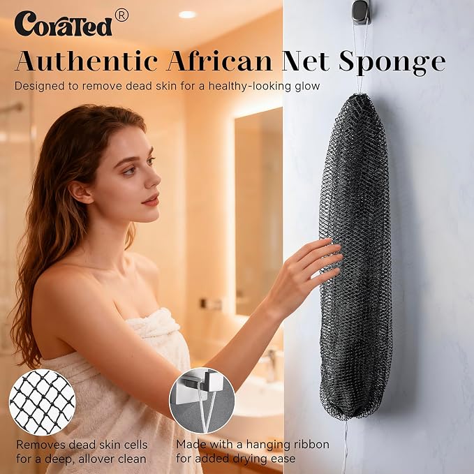CORATED African Net Sponge Authentic, Shower Loofah Exfoliating Bath Sponge - Image 2