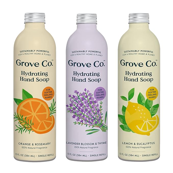 Grove Co. Hydrating Gel Hand Soap Refills Plastic-Free Liquid Hands Cleaner by GroveCo