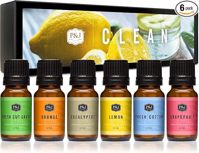 P&J Trading Fragrance Oil Clean Set | Fresh Cotton, Grapefruit, Fresh Cut Grass by PJTrading