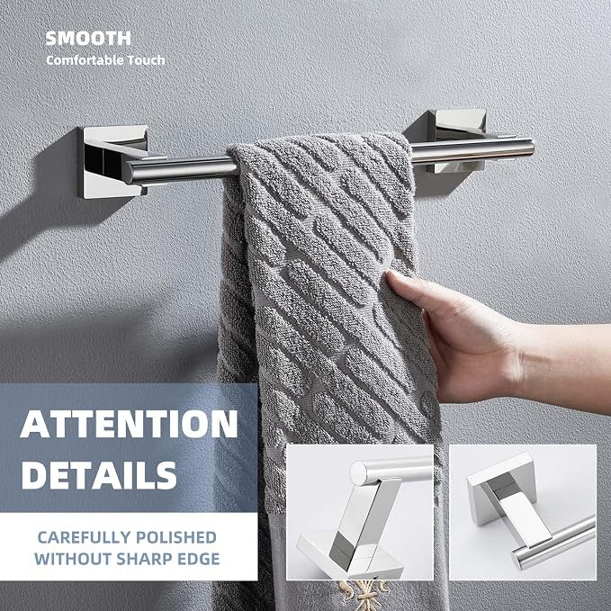 Hand Towel Bar 14", Suyar SUS304 Stainless Steel Shower Towel Holder, Bathroom - Image 6