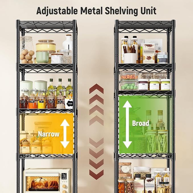6 Wire Shelving Metal Shelves Storage Rack:Adjustable Storage Shelves Standing - Image 5