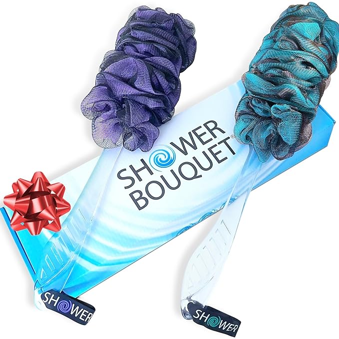 SHOWER BOUQUET Loofah-Charcoal Back-Scrubber Color-2-Pack // by ShowerBouquet%C2%AE