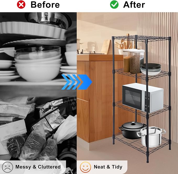 Whitmor 4 Tier Storage Shelves, Heavy Duty Metal Shelving, 400 lbs Capacity per - Image 6